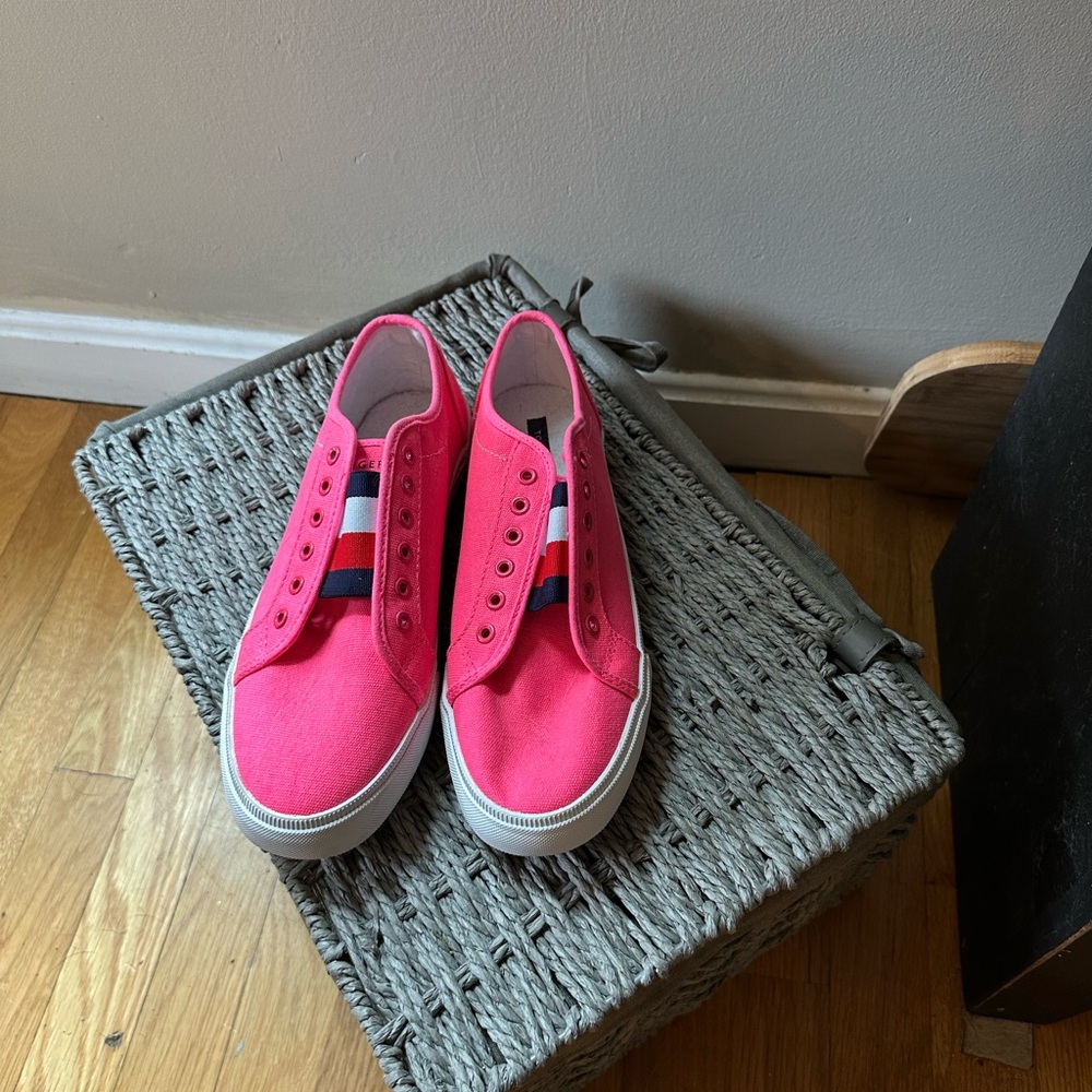 Tommy Hilfiger Pink and White Athletic Sneakers